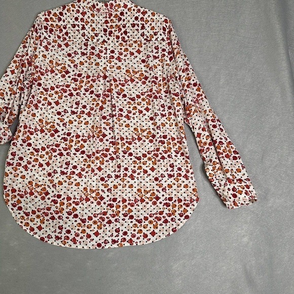 Velvet Heart Top Women Sz Large Fall Colors Roll Tab Sleeves Cranberry Pumpkin - Picture 11 of 16